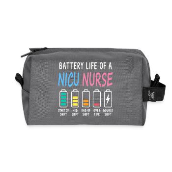 Niveau de batterie d’un soignant néonatal humour - Trousse de toilette en tissu recyclé - anthracite - Devant