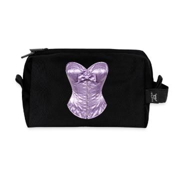Corset en satin lavande avec nœud - Trousse de toilette en tissu recyclé - noir - Devant
