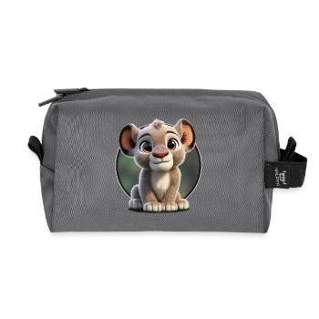 Dessin animé mignon de bébé lionceau - Trousse de toilette en tissu recyclé - anthracite - Devant