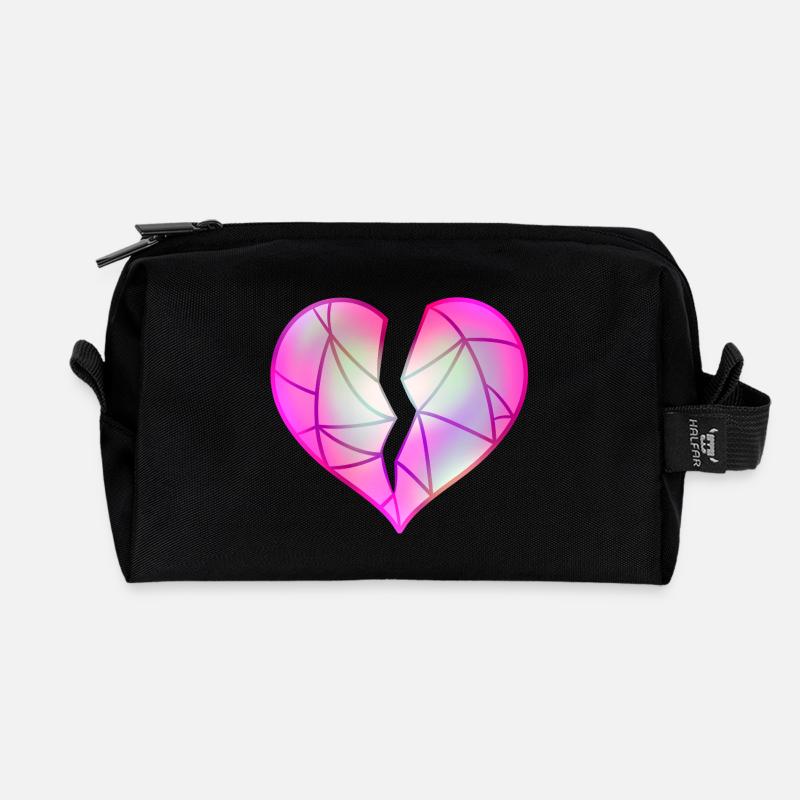 Gebrochenes Rosa Herz - Recycelte Kulturtasche - Schwarz