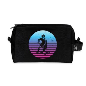 Compact floorball design for floorball - Recycled Toiletry Zip Bag - black - Front