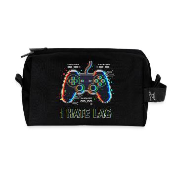 I Hate Lag Glitch - Recycled Toiletry Zip Bag - black - Front