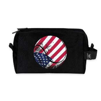 Patriotic Tennis Ball American Flag Sports Fan Gif - Recycled Toiletry Zip Bag - black - Front
