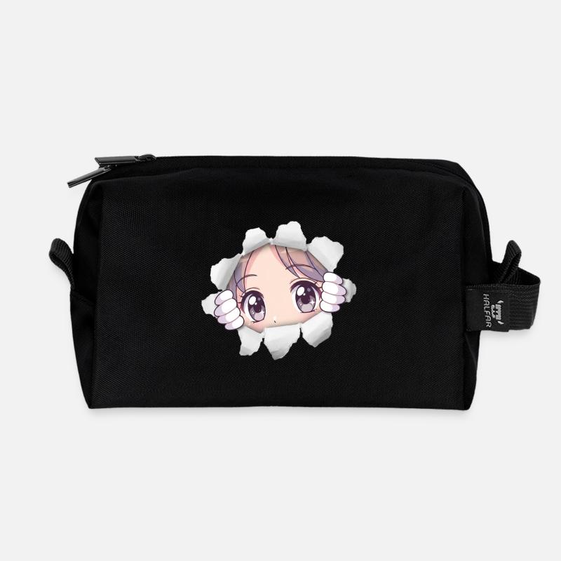 Anime-Mädchen-Augen, die hervorlugen, zerrissene Papier-Manga-Kunst - Recycelte Kulturtasche - Schwarz