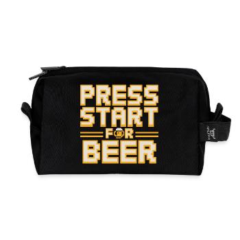 Appuyez sur Start Pour la bière Retro Gamer Spruch Für - Trousse de toilette en tissu recyclé - noir - Devant