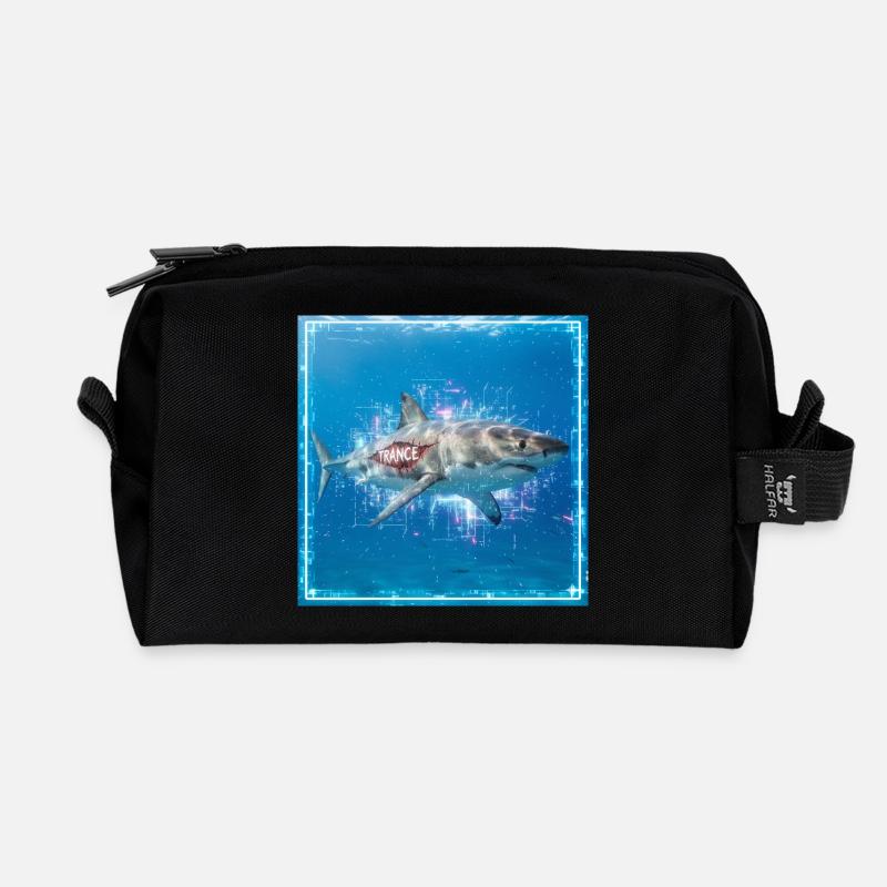 Trance Shark - Recycled Toiletry Zip Bag - black