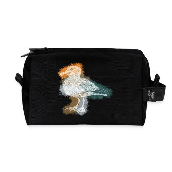 Zentangle Gull - Recycled Toiletry Zip Bag - black - Front