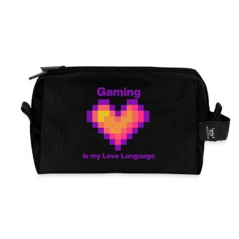 Gaming is my Love Language Heart, Gamer - Recycelte Kulturtasche - Schwarz - Vorne