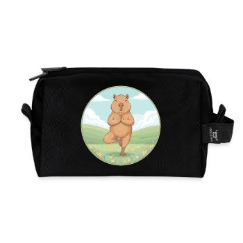 Art de la pleine conscience en posture zen capybara yoga - Trousse de toilette en tissu recyclé - noir - Devant
