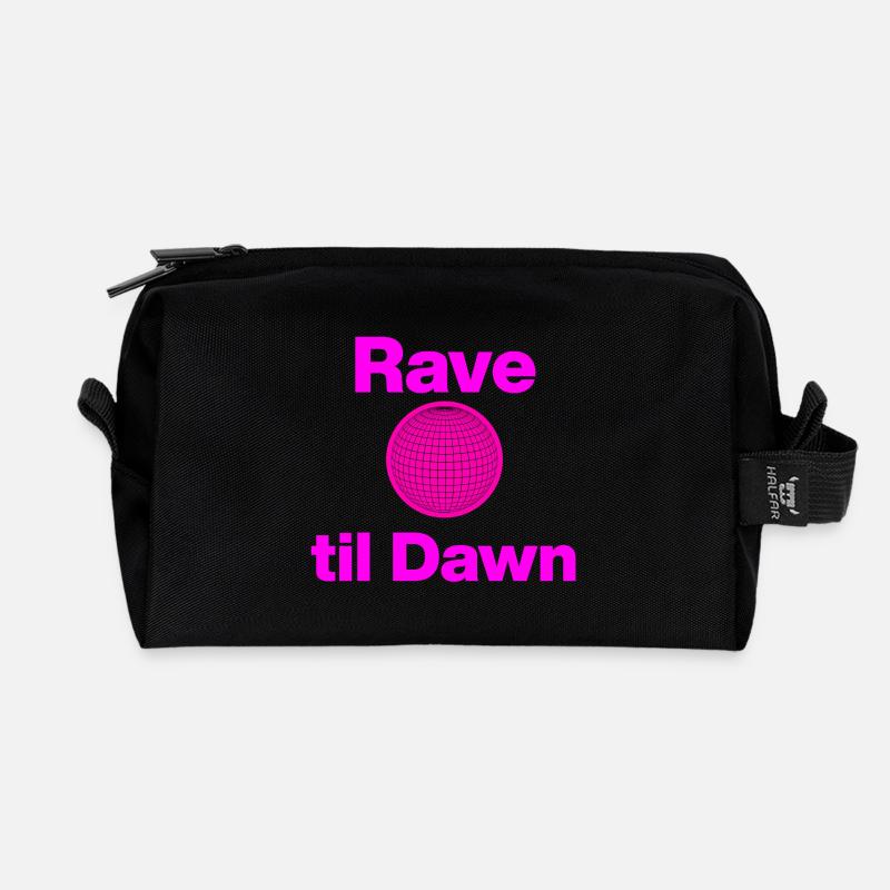Rave til Dawn – Global Pink Glow! - Recycled Toiletry Zip Bag - black