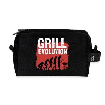 Grill Evolution Lustiger Grillmeister Spruch - Recycelte Kulturtasche - Schwarz - Vorne