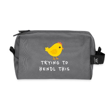 Trying To Hendl This Funny Dialect Saying - Recycled Toiletry Zip Bag - anthracite - Front