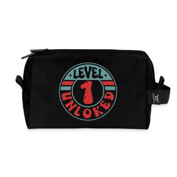 Level 1 Unlocked – Cooles Gamer Design - Recycelte Kulturtasche - Schwarz - Vorne