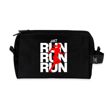 JOGGING WOMAN – RUN QUEEN! RUNNING, RUNNING - Recycled Toiletry Zip Bag - black - Front