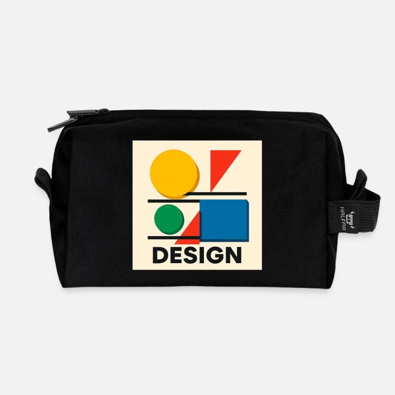 Geometrie Bauhaus Farbige Komposition - Recycelte Kulturtasche - Schwarz