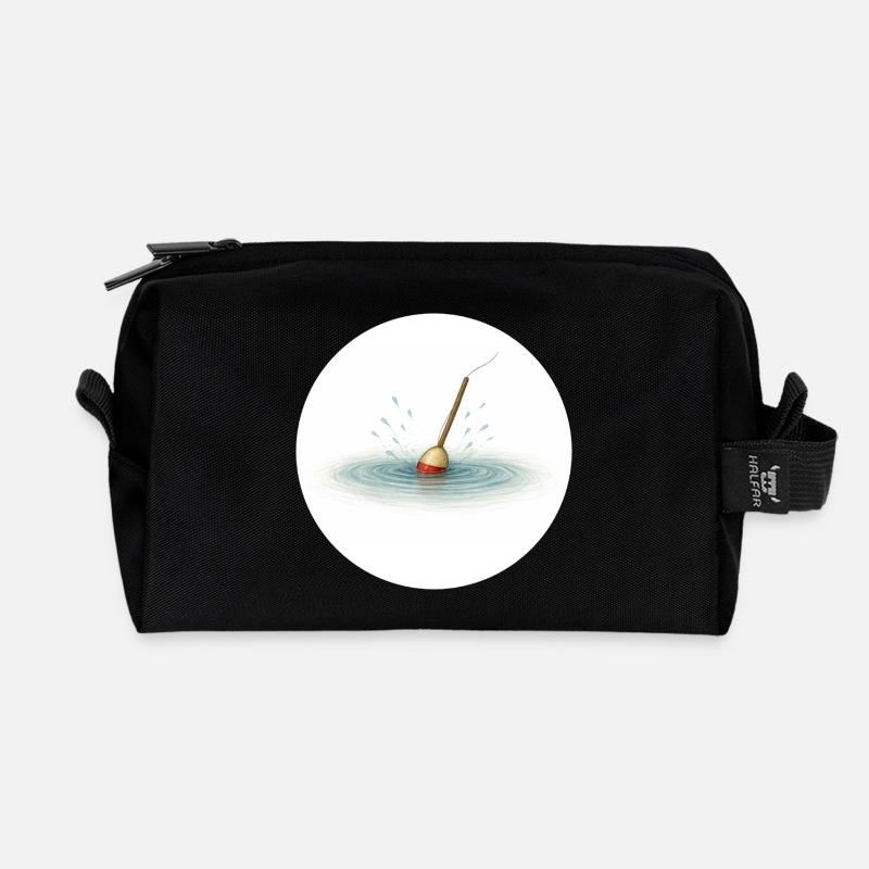 Fishing float in water – minimalist - Recycled Toiletry Zip Bag - black