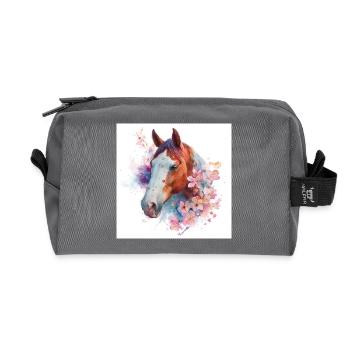 Floraison de cheval aquarelle - Trousse de toilette en tissu recyclé - anthracite - Devant