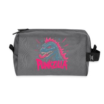 Punkzilla Funny Punk Rock Dinosaur Monster Art - Recycled Toiletry Zip Bag - anthracite - Front