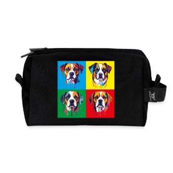Dog Pop Art Portrait - Recycled Toiletry Zip Bag - black - Front