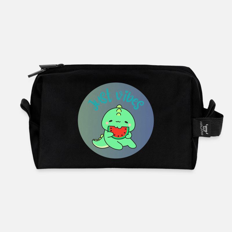 JUST VIBES – Dino - Recycelte Kulturtasche - Schwarz