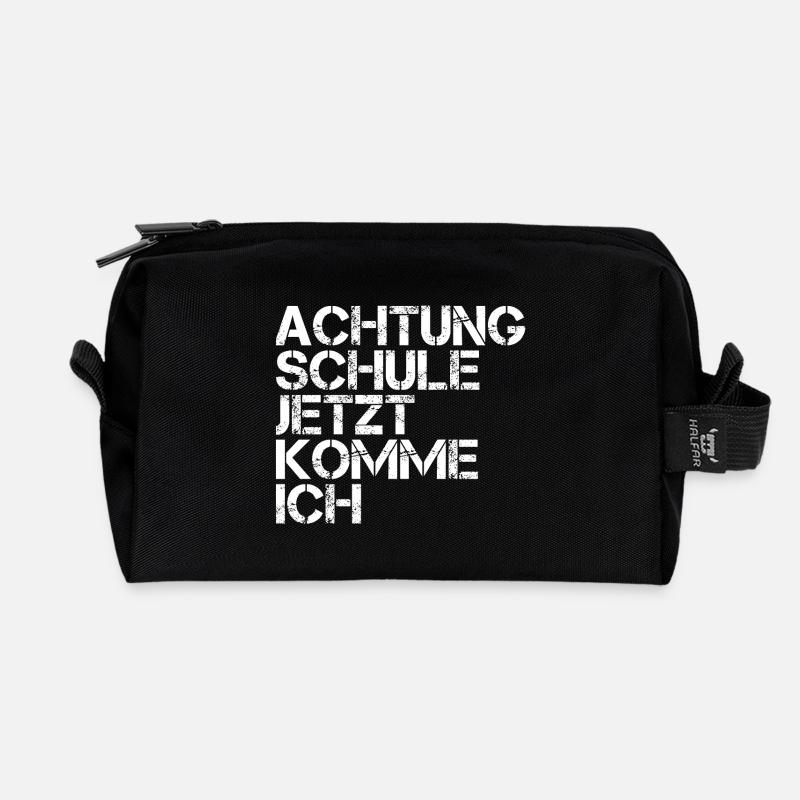 Attention école, j’arrive - Trousse de toilette en tissu recyclé - noir