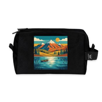 Bergsee-Dämmerung - Recycled Toiletry Zip Bag - black - Front