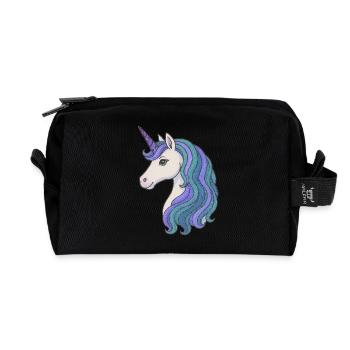 Pastel Unicorn Mane Portrait - Recycled Toiletry Zip Bag - black - Front