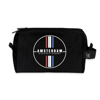 Amsterdam Koordinaten - Recycelte Kulturtasche - Schwarz - Vorne