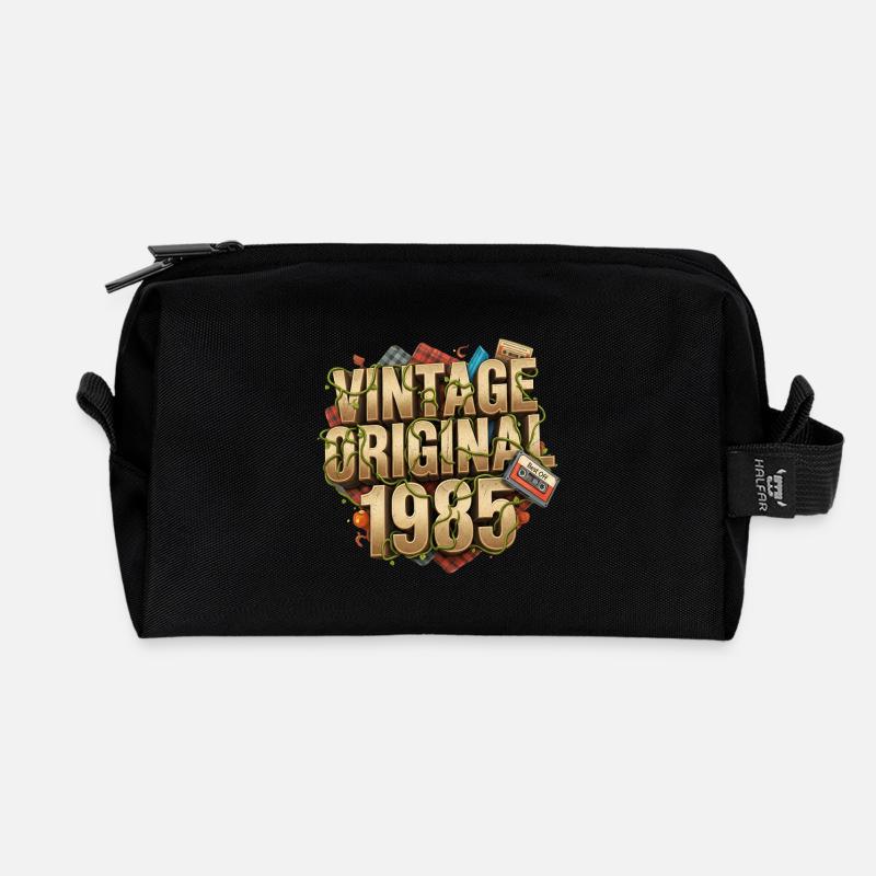 Vintage Original 1985 Retro - Recycelte Kulturtasche - Schwarz