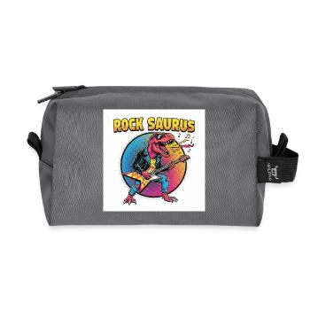 Rock Saurus Guitar Hero - Recycled Toiletry Zip Bag - anthracite - Front