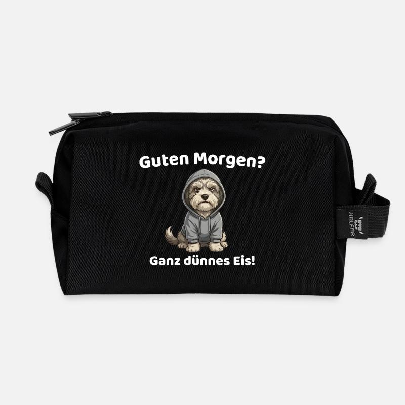 Guten Morgen Ganz Dünnes Eis Hund - Recycelte Kulturtasche - Schwarz