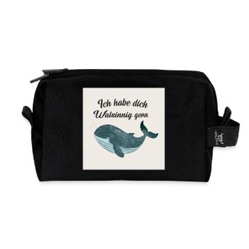 Nicht wahnsinnig. Nur anders normal. Wal - Recycelte Kulturtasche - Schwarz - Vorne