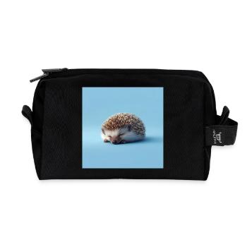 Hérisson Bleu Endormi - Trousse de toilette en tissu recyclé - noir - Devant
