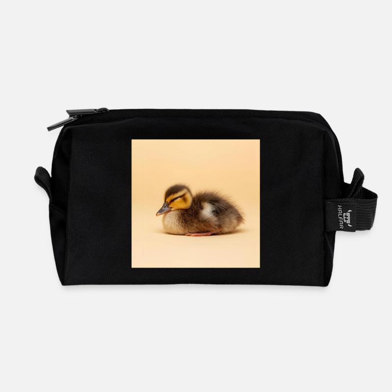 Goldenes Küken auf cremefarbenem Hintergrund - Recycelte Kulturtasche - Schwarz