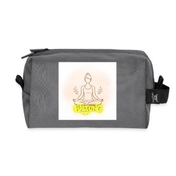 Haltung Meditation Illustration - Recycelte Kulturtasche - Anthrazit - Vorne