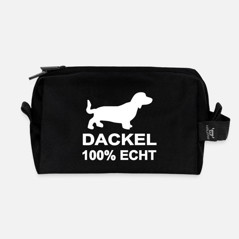 Dackel - Recycelte Kulturtasche - Schwarz