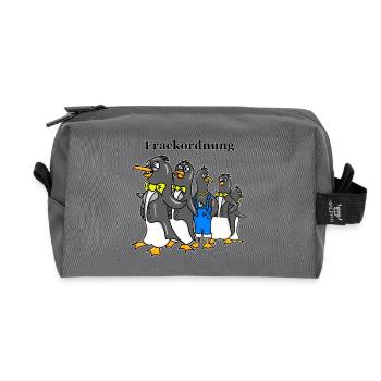Tailcoat Order - Funny Penguin Cartoon - Recycled Toiletry Zip Bag - anthracite - Front