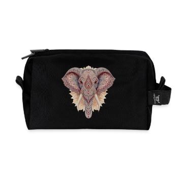 Delicate mandala elephant with feminine style - Recycled Toiletry Zip Bag - black - Front