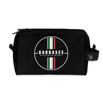 Gardasee Koordinaten - Recycelte Kulturtasche - Schwarz - Vorne