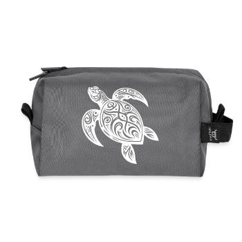 Tribal Turtle Mystical Nature and Geometry - Recycled Toiletry Zip Bag - anthracite - Front