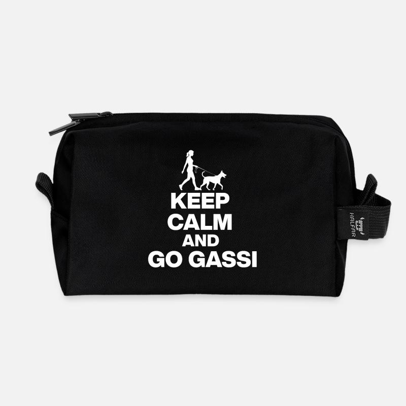 KEEP CALM AND GO GASSI FÜR HUNDEFANS IN weiß - Recycelte Kulturtasche - Schwarz