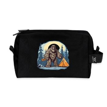 Bigfoot Camping in the Woods - Recycled Toiletry Zip Bag - black - Front