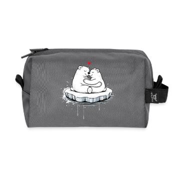 Deux ours polaires câlins sur la banquise - Trousse de toilette en tissu recyclé - anthracite - Devant