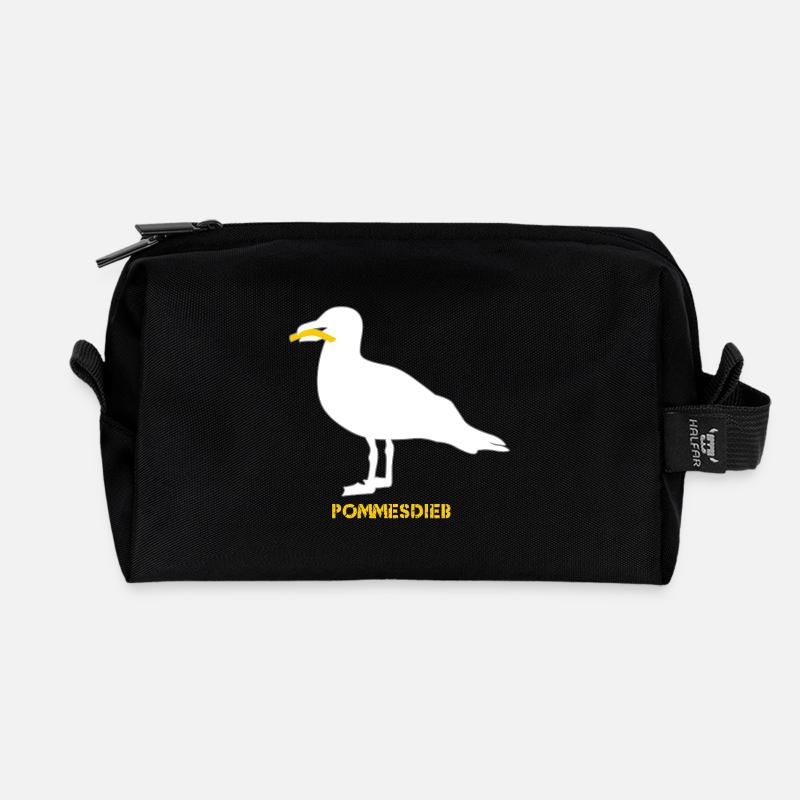 Pommesdieb Möwe - Weiß - Recycelte Kulturtasche - Schwarz