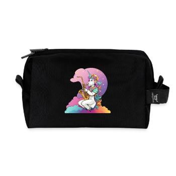 Saxophon Unicorn im Regenbogen - Recycelte Kulturtasche - Schwarz - Vorne