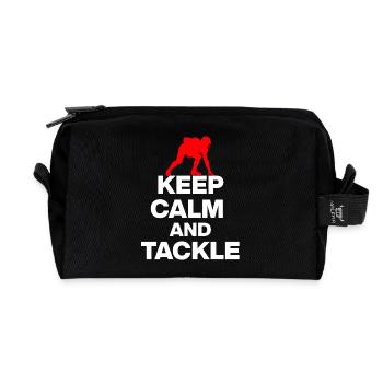 KEEP CALM AND TACKLE! FOOTBALL FAN GESCHENK USA rw - Recycelte Kulturtasche - Schwarz - Vorne