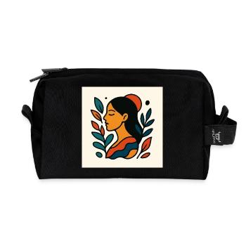 Farbenfrohes Porträt mit Laub - Recycelte Kulturtasche - Schwarz - Vorne
