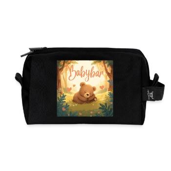 Baby Bear Waldruhe - Recycled Toiletry Zip Bag - black - Front