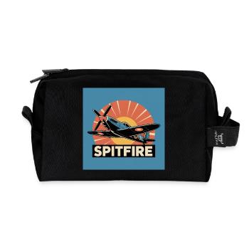 Spitfire Retro Aviation Print - Recycelte Kulturtasche - Schwarz - Vorne