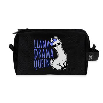 Llama Drama Queen Cool Sunglasses Sitting Funny - Recycled Toiletry Zip Bag - black - Front